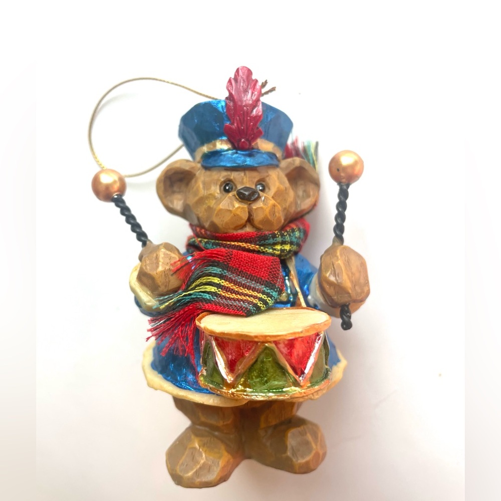 Festive Bear Ornament with Drum holliday christmas tree decoration